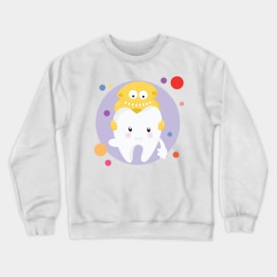 Tooth With Bacteria Cute Kawaii Design Crewneck Sweatshirt